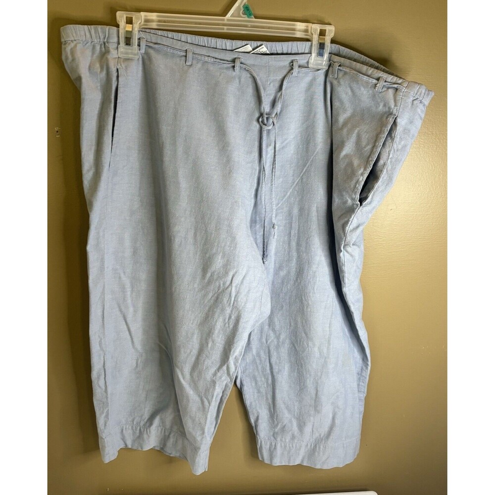 Fashion Bug Women’s Capris Size Large Blue Drawstring 100% Cotton Pockets